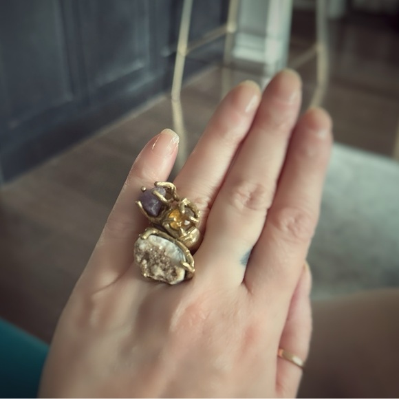 Brass Ring With Stones - Picture 6 of 6